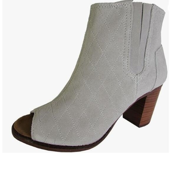 Toms Womens Majorca Peep Toe Boot Shoes, High Rise Grey Suede Quilted, US 5 - Picture 1 of 3